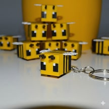 Minecraft 3d Arı Anahtarlık Sarı - Siyah
