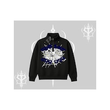 Tarzsokak Beyaz Yarım Fermuarlı Sweatshirt Sp55der Siyah