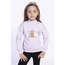 Toontoy Kız Çocuk Baskılı Sweatshirt Açık Lila