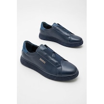 Pierre Cardin Anatomik Orijinal Ürün Hakiki Deri Lastikli Sneaker Erkek Ayakkabı 169-586 Lacivert