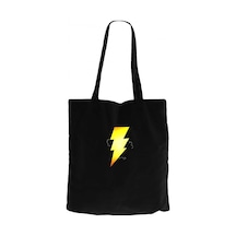 Shazam Logo Siyah Kanvas Bez Çanta Siyah