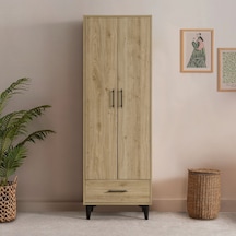 Dolap, Blesk 2 Kapaklı Çekmeceli Raflı Ceviz Dolap Gardırop