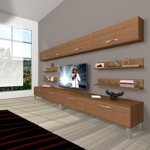 Decoraktiv Eko 360y Slm Krom Ayaklı Tv Ünitesi Tv Sehpası Beyaz - Siyah