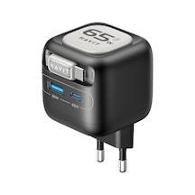 Uc253 65w Gan Hızlı Şarj Adaptörü Geri Çekilebilir Kablolu Pd Type-c Siyah