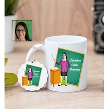 Öğretmene Karikatürlü Kupa Bardak Ve Anahtarlık