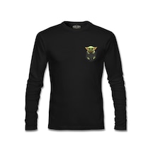 Baby Yoda - Pocket Siyah Erkek Sweatshirt