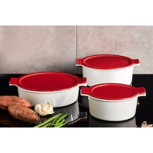Porland Cookland Isıya Dayanıklı Kırmızı Tencere Takımı 6 Parça