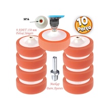 Pasta Cila Polisaj Süngeri Zımpara Tabanlı Turuncu 150 Mm M14 Uyumlu Matkap Daire Aparatı 10 Parça
