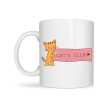 Cat S Club Kedi Desenli Porselen Kupa Model 68 Sevimli Turuncu Kedi Figürlü, Kahve & Çay Kupası, Kedi Severlere Özel Hediye Diğer