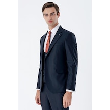 İmza Lacivert Mono Yaka Çift Yırtmaç Yelekli 6 Drop Slim Fit Dar Kesim Basic Takım Elbise 1001245186 Lacivert