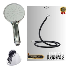 Özbest Silikonlu 150 Cm Duş Hortumu 5 Fonksiyon Başlık Mafsal Set Siyah - Krom
