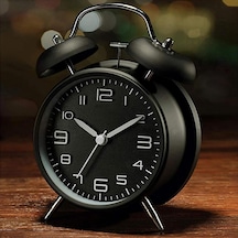 Valkyrie Sessiz Akar Saniyeli 16cm Alarm Masa Çalar Saat Yüksek Zil Sesi Büyük Boy Siyah Genel