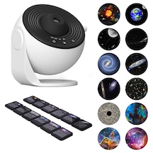 Powermaster- Hd 12 Diskli Galaksi Yıldız Projektörlü Gece Lambası -mini Usb Küre -led Astronot Projeksiyon Lambası- Oda Ambiyans Aydınlatma-k- Kişiye Özel- Dinlendirici