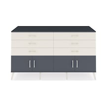 Hyperion Konsol 2 Raflı 6 Çekmeceli 4 Kapaklı 176x44x99 Antrasit- Antrasit-antrasit/aytaşı