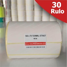 Termal Etiket 100X75 - Barkod Etiketi 30 Rulo 10.500 Adet