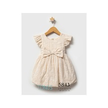 Kız Bebek Crispy Flower Elbise Bej 5843 Bej