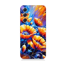 Samsung Galaxy S24 Plus Uyumlu Geceye Açan Turuncu Çiçekler Desenli Silikon Kılıf Çok Renkli