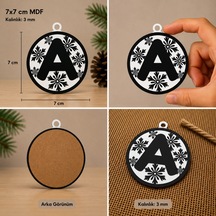 A Harf Yılbaşı Süsü Mdf Çam Ağacı Desenli Asılabilir Dekor 7x7 Cm