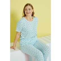 Siyah İnci Curve Büyük Beden Battal Boy Örme Pijama Takımı 24103614 Çok Renkli