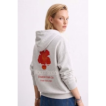 Barrels And Oıl Kadın Kapüşonlu Çiçek Baskılı Sweatshirt - Kar Melanj Kar Melanj