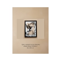Ahşap Işıklı Duvar Dekoru Sinek Kuşu Figürlü Tablo 50x32 Cm