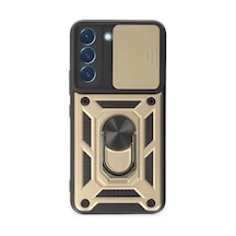 Newface Samsung Galaxy S24 Kılıf Pars Lens Yüzüklü Silikon - Gold Altın