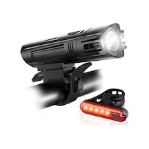 T6 Led 300 Lümen 4 Modlu Su Geçirmez Usb Şarjlı Ön Arka Bisiklet Farı Işığı 1300 Mah Siyah