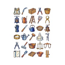 30 Adet Vintage Narenciye Hasat Aletleri Sticker Seti - Laptop Defter Su Matarası İçin Çok Renkli