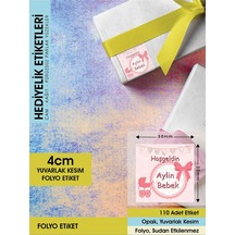 Fiyonklu Doğum Günü Etiketi - 4cm - 110 Adet Folyo Sticker Renkli