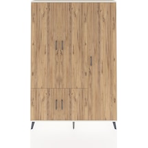 Arges Dolap 7 Raflı 5 Kapaklı Tek Askılı 132x30x195 Aytaşı-çam/antrasit Atlas Çam/antrasıt