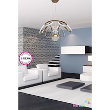 3 Renk Yanabilen Şeker Camlı Modern Ledli Avize Gold Sarı