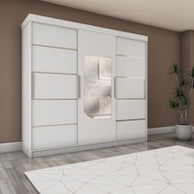 Sürgülü Gardırop Üç Kapaklı 240/210cm Parlak Beyaz