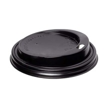 Sıcak Karton Kağıt Çay Kahve Bardak Kapağı - Emzikli Kapak - 12 Oz - Siyah - 100 Adetlik Paket
