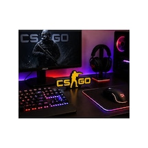 Veriqo 3d Csgo Yazılı 3d Dekoratif Obje Gamer Hediyelik Masaüstü Duvar Süsü Siyah - Sarı