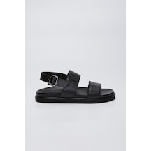 Valmenti Savino Erkek Siyah Hakiki Deri Duz Sandalet 876 04-val Erk Sndlt Y23 Siyah