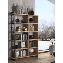 Wood'n Love Dante Geniş Metal Kitaplık - Atlantik Çam / Siyah