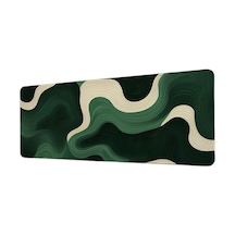 Yeşil Krem Soyut Dalga Deseni 40x90 Cm Oyuncu Mousepad Kaymaz Taban Büyük Boy Mousepad