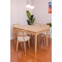 Paris Zion Lak Panel Mutfak Masa Sandalye Takımı 80x130cm Natural
