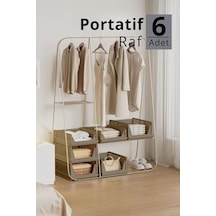 Mithra Life 6 Bölmeli Kayar Raf Organizer Dolap İçi Kıyafet Aksesuar Düzenleyici Bej 45x35 Cm Mıt1260