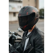Gıvı 50.x Arachno Mat / 1 Renkli 1 Şeffaf Vizörlü Motosiklet Kask Siyah Vizör + Şeffaf