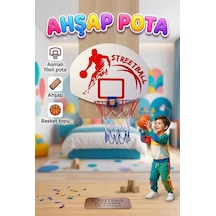 Ahşap Asılabilir Fileli Gerçekci Detaylı Streetball Basketbol Potası Eğitici Spor Oyuncak