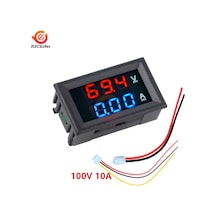3bit 100v 10a-dc 100v 200v 10a 4 Haneli Yüksek Hassasiyetli Voltmetre Ampermetre Mavi + Kırmızı Led Amp Çift Ekran Dijital Volt Metre Ölçer
