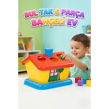 Eğitici Bahçeli Ev Tasarımlı Düşünme Geliştirici 6 Parça Şekil Eşleştirme Bul Tak Oyuncak Seti