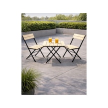 Balkon Bahçe Mutfak 3 Lü Bistro Set 2 Sandalye 1 Masa Siyah Siyah