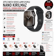 Apple Watch Series 10 46mm Uyumlu Nano Jel Ekran Koruyucu 2 Adet Darbe Emici Tpu Film