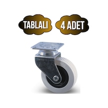 Düz Tabla Frensiz Lüks Masa Tekeri Sehpa Tekeri Frensiz Krom - Gri 7cm 4 Adet Teker:50x20mm Gri