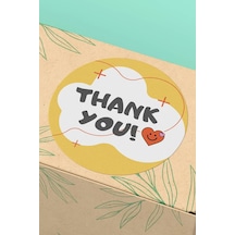 Bulutlu Kalpli Thank You Sticker 3x3cm St2202 Çok Renkli