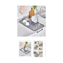 Bulaşıklık Katlanabilir Matlı Mikrofiber Katlanır Bez Mat Tezgah Kurutma 37x40 Cm Eva Gri Diğer