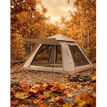 Kargo Otomatik Kamp Çadırı 240x240x160 Cm 6 Kişilik Geniş Hacimli Güneşlikli Najmaddin Çok Renkli