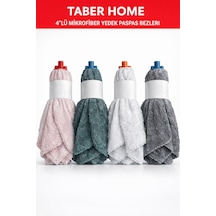 Taber Home 4'lü Mikrofiber Yedek Paspas Bezi Vidalı Mop Başlığı Seti - Yüksek Emici Temizlik Bezi